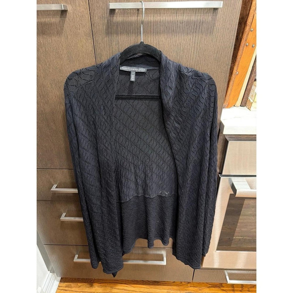 White House Black Market cardigan textured lace black women's large nwot